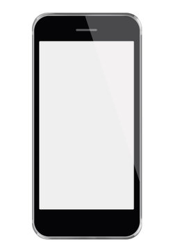 Realistic mobile phone with blank screen.