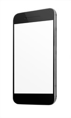 Realistic mobile phone with blank screen.