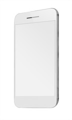 Realistic mobile phone with blank screen.