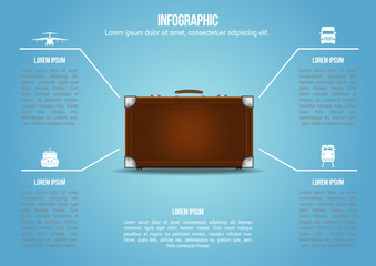 Info graphic Suitcase with freight transportation