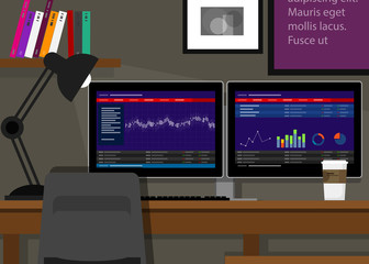 dual two monitor stock transaction terminal desk