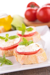 bread with tomato and mozzarella