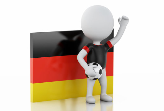 3d white people with Germany flag and soccer ball.