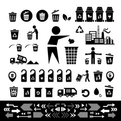 recycling bin icon set