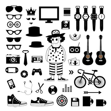 hipster style elements and icons set