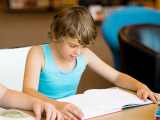 Boy in library