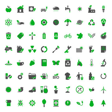 Ecology and environment vector icons set
