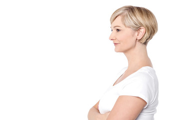 Side pose of confident woman