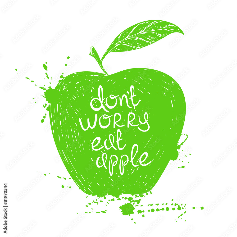 Wall mural Illustration of isolated green apple silhouette