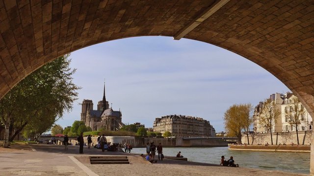 Pont des Arts-Notre Dame Cathedral, Paris, France