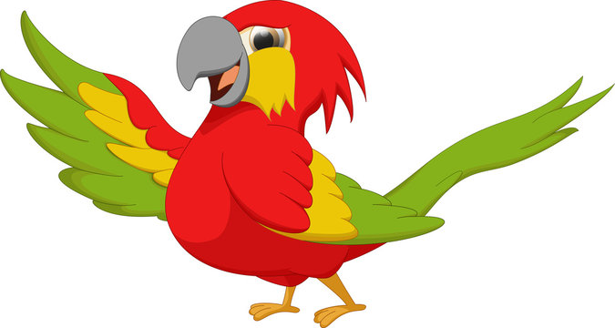 Cute Macaw Bird Cartoon Waving