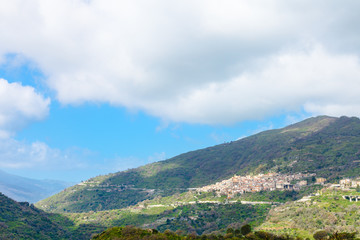 Fototapeta na wymiar mountain landscape with Savoca village in Sicily