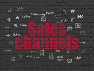 Advertising concept: Sales Channels on wall background