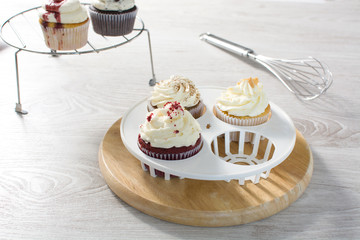 preparing cupcakes in the kitchen