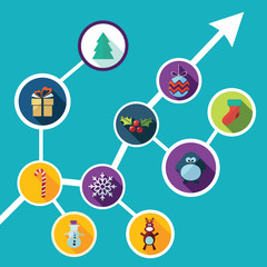 Flat concept, set modern design with shadow happy new year