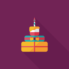 birthday cake flat icon with long shadow,eps10