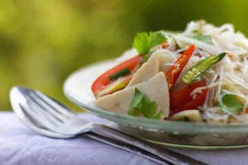 Blurred glass noodle salad