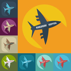 Flat modern design with shadow icons aircraft delivery