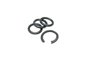 Close up black rubber O-ring torn