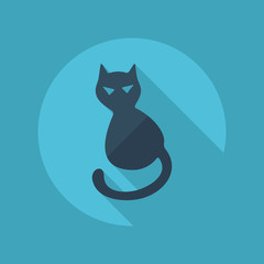 Flat modern design with shadow vector icons: halloween black cat