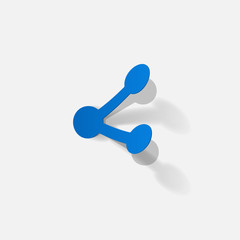 Paper clipped sticker: symbol share