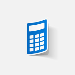 Paper clipped sticker: office electronic calculator