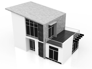 3d monochrome modern house