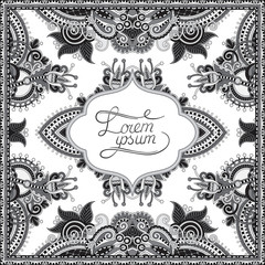 grey decorative pattern of ukrainian ethnic carpet design