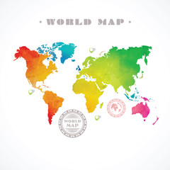 Fototapeta na wymiar Vector water-colour world map