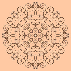 Round lacy brown pattern on beige background
