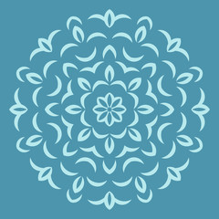 Round flower pattern on blue background