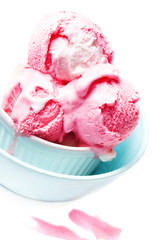 ice cream in blue bowl