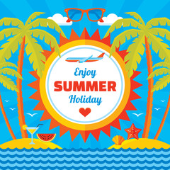 Fototapeta na wymiar Enjoy summer holiday - vector concept banner in flat style