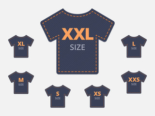 Size Clothing T-shirt Stickers Set.