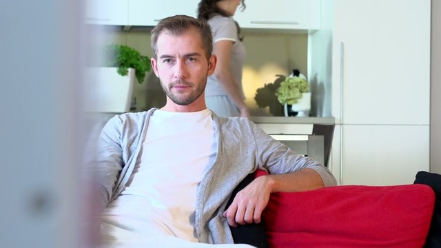 Young Couple Watching TV
