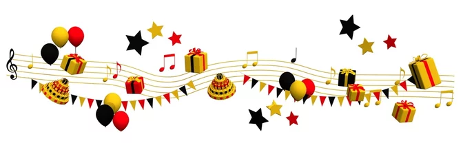 Foto op Plexiglas Muziek feest met cadeaus en vlaggetjes in Duitsland © emieldelange