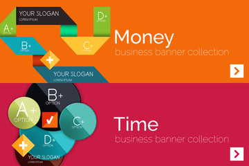 Flat design paper infographic banner set