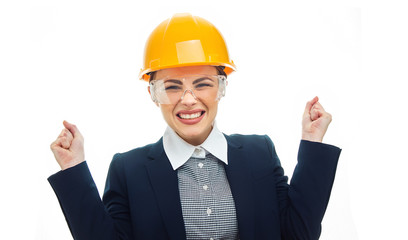 Engineer woman over white background