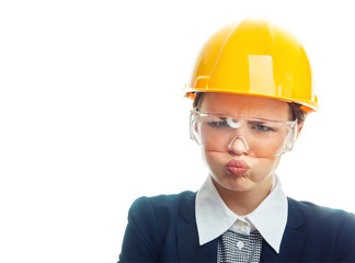 Engineer woman over white background