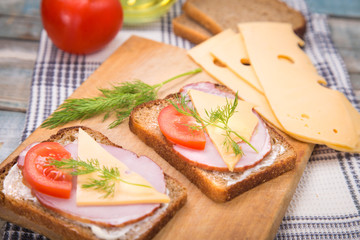 Fototapeta na wymiar sandwich with ham