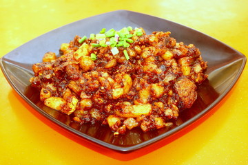 Fried Carrot Cake, Black Soy Sauce, Singapore Chinese food