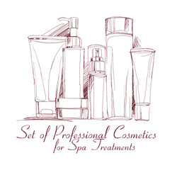 set of professional cosmetics for spa treatments