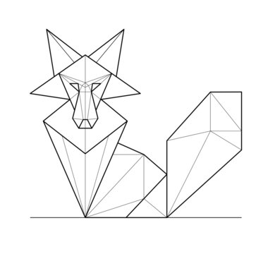Fox. Low polygon linear vector illustration