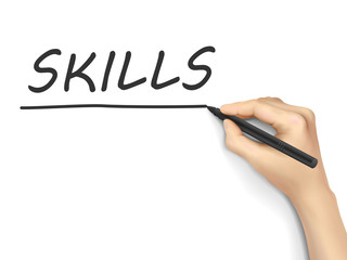 skills word written by hand