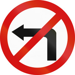 Polish regulatory sign - no left turn