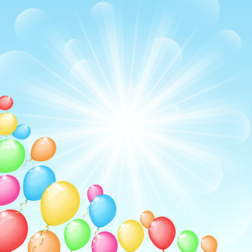 Sunny background with color balloons