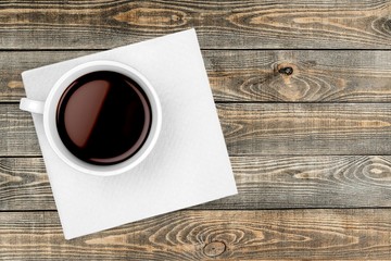 Coffee. Coffee cup on napkin - request