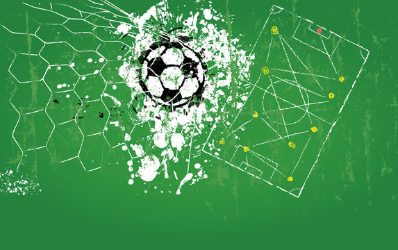 grungy soccer ball, vector illustration, free copy space