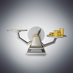Business concept. Scales on grey background.