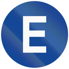 Argentinian information sign with letter E - car park